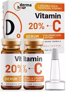 PREMIUM 20% Vitamin C Serum for Face by DermaHour. 8X Skin Moisturiser and & - Picture 1 of 6