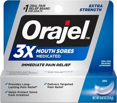 Orajel 3X Llagas Bucales - Medicado, Alivio Inmediato, Gel Extra Fuerte - 0.42oz Foto 1 de 4