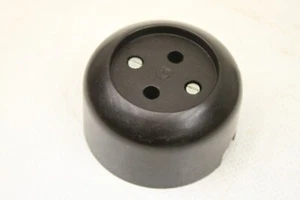 1 x alte Steckdose rund Aufputz Bakelit Vintage ohne Schuko schwarz - Foto 1 di 7