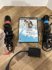 SONY PLAYSTATION 2 PS2 SINGSTAR 30 POP SONGS BUNDLE WITH 2 MICROPHONES & ADAPTOR