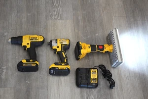DeWalt 3pc 20V Combo DCD771 Drill, DCF787 BRUSHLESS Impact, Light, 3 Batt, Charg - Picture 1 of 2