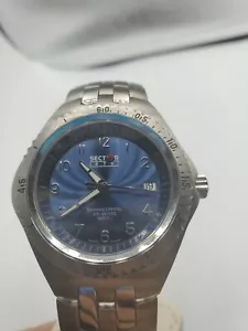 Sector 975 blau Datumszifferblatt Herrenuhr Saphir Kristall SS Armband - Bild 1 von 12