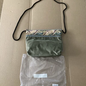 Seilriemen Geldbörse. Crossbody Samt Wandteppich 9” x 11” Salbei *NEU* Vintage 80’er - Bild 1 von 12