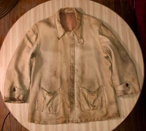 Vtg 1930s Mens Handmade Deerskin Leather Jacket Bootlegger/Chore Distress Patina - Picture 1 of 23