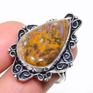 Natural Boulder Opal Gemstone 925 Sterling Silver Ring Size 8 q972 - Picture 1 of 5