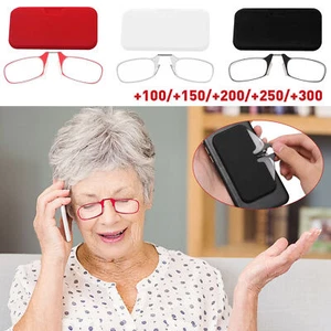 Ultra Thin Optics Reading Glasses&Case Mini Nose Clip 1.0,1.5,2.0,2.5,3.0 Unisex - Picture 1 of 13