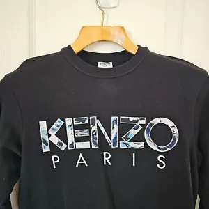 Kenzo Paris Damen bestickter Pullover Pulli Gr. XS schwarz Sweatshirt großes Logo - Bild 1 von 7