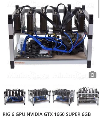6gpu mining rig with gpu And Frame  192mh/s 1660 Super 6gb Asus Graphics Card - Image 1 of 4