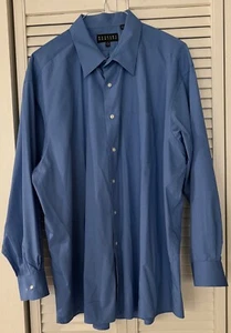 Camisa de vestir Bergamo New York para hombre manga larga algodón poli azul talla 18-18,5 34-35 - Imagen 1 de 4