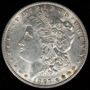1897-P Morgan Silver Dollar Gorgeous Mint Luster AU++ - Picture 1 of 2