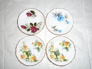 Sovereign House Floral Hueso Fino China Plato Baratija Plato Inglaterra 3.5"" Lote de 4 - Imagen 1 de 8