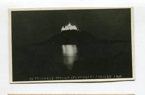 Vintage Postkarte RPPC Echt Foto MT ST MICHEL Flutlicht 1935 Nacht Frankreich - Bild 1 von 2