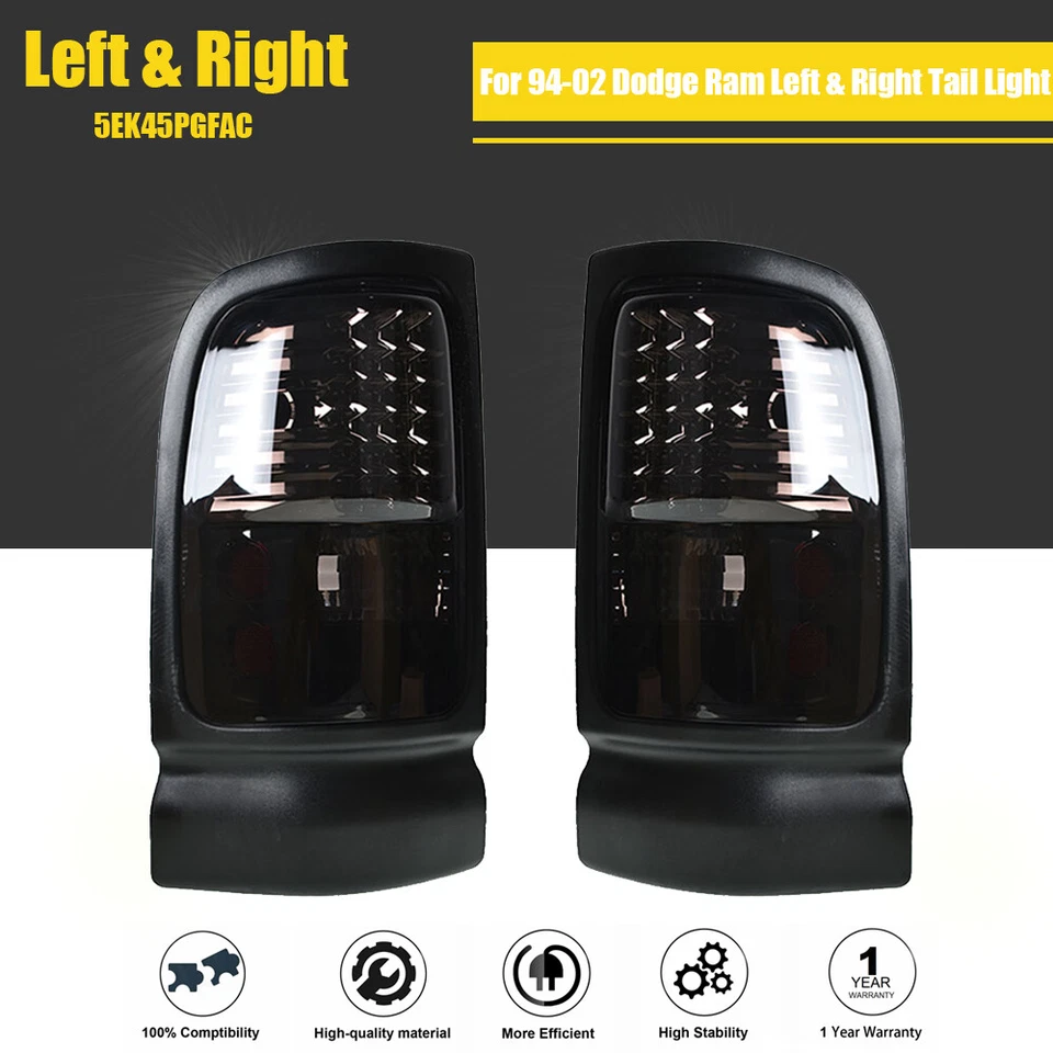 Luz trasera LED carcasa cromada negra apta para camioneta Dodge Ram 1500 2500 3500 94-01 Foto 1 de 4