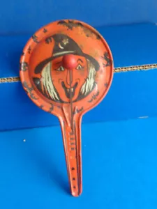 DE COLECCIÓN HALLOWEEN HOJALATA LITOGRAFÍA HALLOWEEN RUIDOSO- KIRCHHOF-BRUJA-DOBLE CLAPPER - Imagen 1 de 5