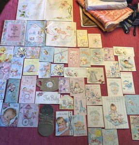 49 carte regalo baby shower usate vintage anni 50 60 effimera molti artigianato - Foto 1 di 11