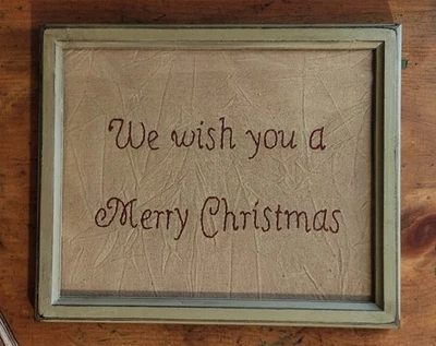 Letrero de Navidad primitivo cosido a mano enmarcado rústico decoración navideña de granja Foto 1 de 4