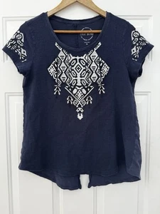 Marineblaues besticktes Boho Bauerntop der Marke Lucky - Größe XL - Bild 1 von 2