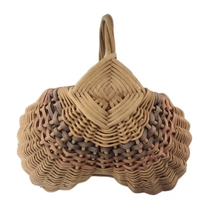 Egg Gathering Basket Gods Eye Handwoven Butt Farmhouse Vintage 9” Beige - Picture 1 of 6