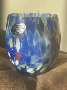 Murano Glass Candle 7oz. Multicolor Confetti Made In Italy - Picture 1 of 4