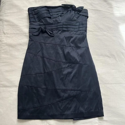 Y2K XOXO Vestido Azul Marino Sin Tirantes con Detalle de Lazo Talla 9 Foto 1 de 4