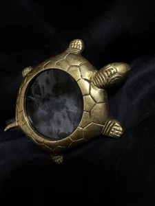 Vintage 1980s Italian Brass Turtle Magnifying Glass Paperweight Figurine - Picture 1 of 9