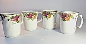 Royal Albert Old Country Roses England Bristol Beaker Mug Ribbed  Set of 4 Desc - Picture 1 of 24