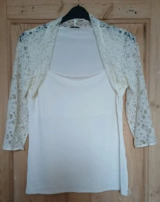 Marks And Spencer Ladies Cream Laced  Shoulders, Arms Blouse UK 18 C40" - Image 1 of 4