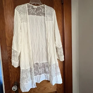 Knox Rose Damen offenes Cover-up cremefarbene Stickerei Boho Country M L XL - Bild 1 von 7