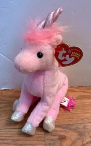 Juguete de peluche Ty Beanie Baby Fairytail rosa unicornio animal de peluche vintage nuevo con etiquetas - Imagen 1 de 2