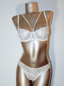 Aubade Paris Sample Encre De Chine White Lingerie Set with Jewel 34B S