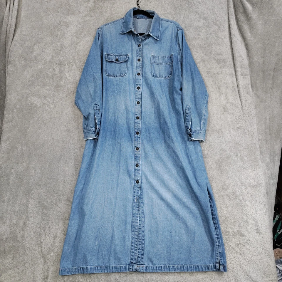 Ty Wear Vintage Blue Jean Duster Coat Women Shirt Dress Jacket Trenchcoat  - Image 1 of 4