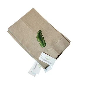 Fern Botanical Embroidered Rectangular Napkins Set of 4 Linen Blend 14”x22” NWT - Picture 1 of 7