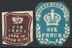 Cape of Good Hope 1864 Embossed cutout Revenue 2 values VG Used CV £6.00 - Picture 1 of 1