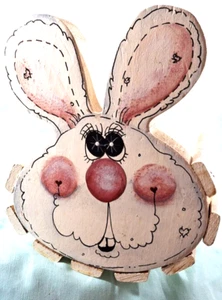HOLZ HASE HASE KORB OSTERN FRÜHLING VOLKSKUNST TALENTIERT HANDBEMALT 2-SEITIG - Bild 1 von 5