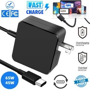 USB-C Type C Charger for Laptop Chromebook Tablet Phone 45w 65w Universal Charge - Picture 1 of 16