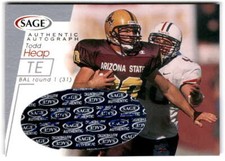 2001 SAGE Autographs Silver #A21 TODD HEAP Auto /400  Arizona State University
