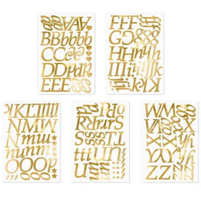 5 Blätter Aufkleber Buchstaben in Gold DIY Sticker - Bild 1 von 4