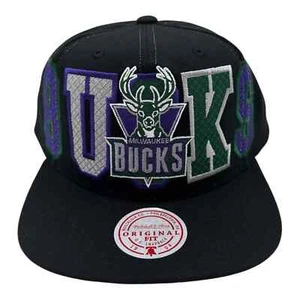 Milwaukee Bucks Hat Black Varsity Bust Original Fit Snapback Mitchell & Ness - Picture 1 of 5