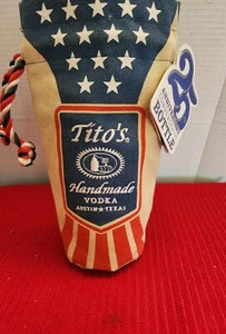 Tito's Vodka 25th Anniversary Embroidered Canvas Drawstring Bottle Bag NWT - Picture 1 of 2