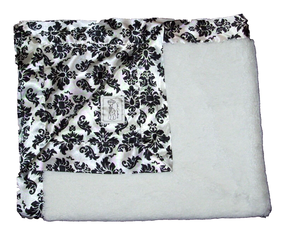 Маленький жираф черный белый дамасский атласная отделка спины детское одеяло из искусственного меха Luxe - Изображение 1 из 2