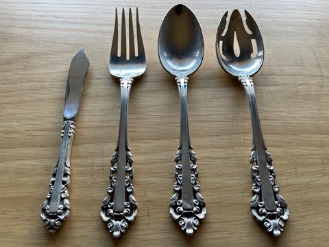 Vintage Sterling Silver 4 Piece Hostess Set Medici 1971 by GORHAM SILVER Cover