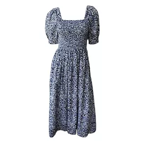 THE GREAT. The Savanna Dress Sz 1 Small Smocked Puff Sleeve Midi Floral Cottage - Picture 1 of 10
