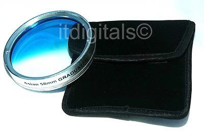 58mm Graduated Blue Color Lens Coated Glass Filter Screw-in Half Blue Half Clear - Image 1 of 2