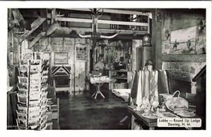 DEMING, NEW MEXICO - ROUND UP LODGE INTERIOR - POSTCARD RACK - OLD POSTCARD - Picture 1 of 2