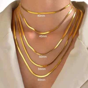 Collar de cadena de serpiente de acero inoxidable color oro 316L para mujer hombre joyería regalo - Imagen 1 de 16