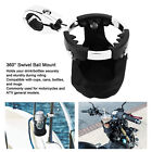 Motorcycle Cup Holder 360° Swivel Ball Mount Drink Water Bottle Can Stand Basket