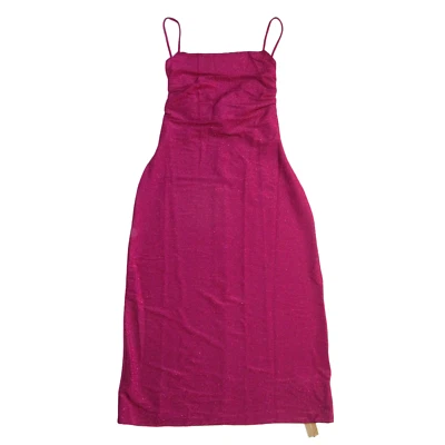 Vestido regata Reformation Breslin midi rosa cintilante malha franzida novo com etiquetas L $178 - Imagem 1 de 4
