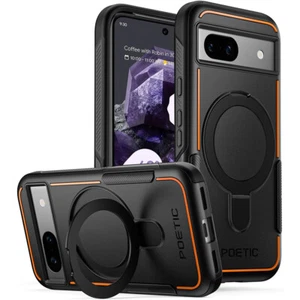 Funda para Google Pixel 8A 5G Poética Resistente Delgada Anillo Magnético Soporte Cubierta Negra - Imagen 1 de 5