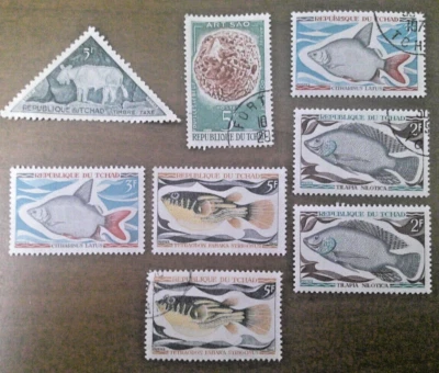 ¡Lote de 8! ¡Sellos vintage! Chad ~ República Du Tchad ~ 1969 Juego de 3 peces nuevos/usados Foto 1 de 4