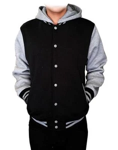 NUEVO HOMBRE NIKO CHAQUETA CON CAPUCHA DE BÉISBOL LISA Sudadera con capucha Sudadera Camisa NEGRA-GRIS - Imagen 1 de 6